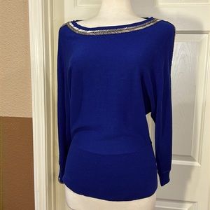 NY Collection Royal Blue Embellished Sweater